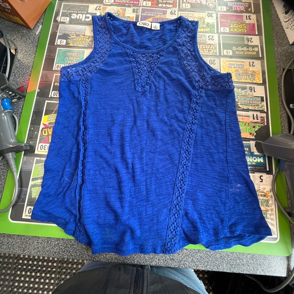 Cato Royal Blue Crochet-Trim Tank Top